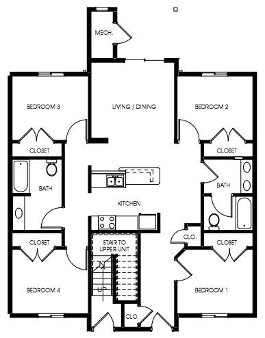 Room in Upper 4Br Floor Plan 4